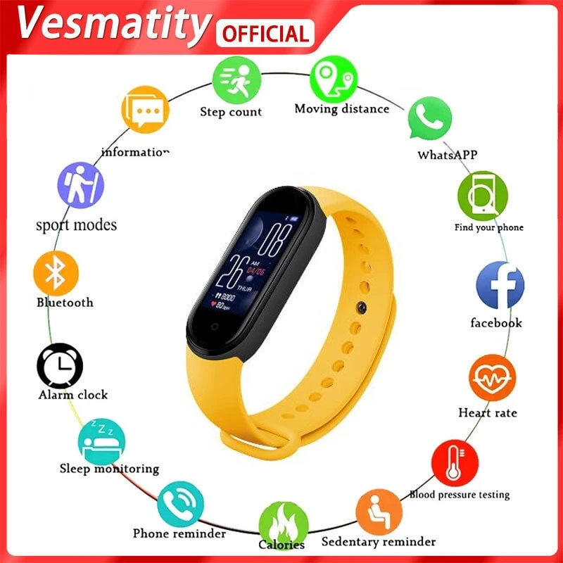 M5 Smart Watch Heart Rate Monitor Waterproof Kids Sports For Apple Xiaomi Huawei - Image 2