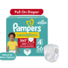 Pampers Swaddlers 360 Pull-On Baby Diapers Size 4, 56 Count