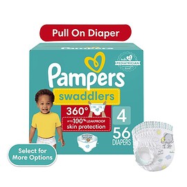 Pampers Swaddlers 360 Pull-On Baby Diapers Size 4, 56 Count
