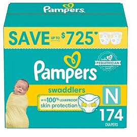 Pampers Swaddlers Baby Diapers Size Newborn, 136 Count