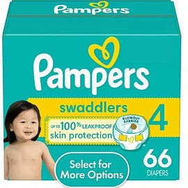Pampers Swaddlers Baby Diapers Size 4, 66 Count (Select for More Options)