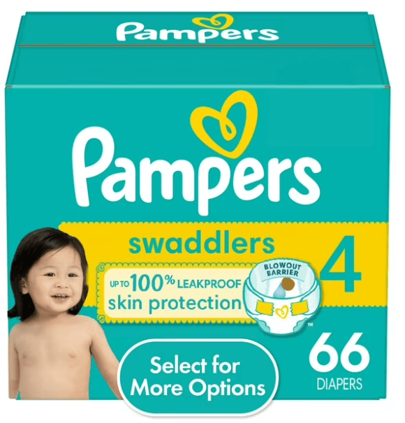 Pampers Swaddlers Baby Diapers Size 4, 66 Count (Select for More Options)