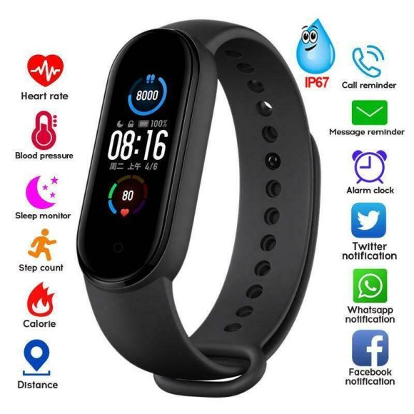 M5 Color Screen Smart  Watch Bracelet Fitness Tracker Bracelet Outdoor Runing Pedometer Sport Smart Watch Band black - Image 3