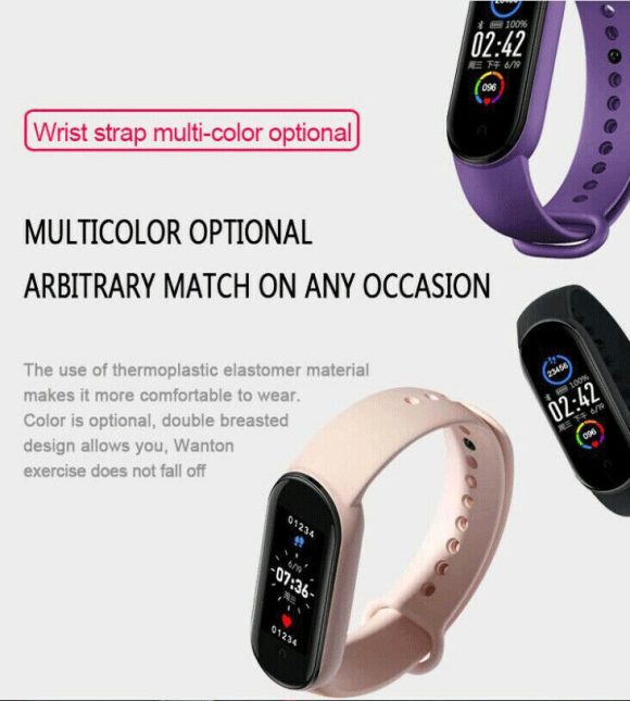 M5 Color Screen Smart  Watch Bracelet Fitness Tracker Bracelet Outdoor Runing Pedometer Sport Smart Watch Band black - Image 4
