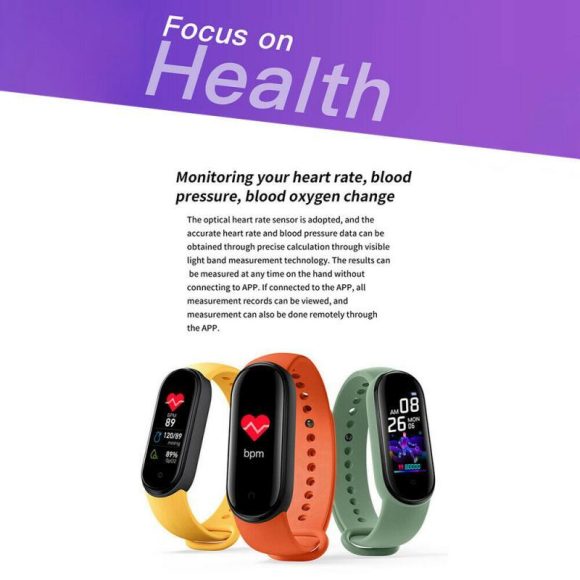M5 Color Screen Smart  Watch Bracelet Fitness Tracker Bracelet Outdoor Runing Pedometer Sport Smart Watch Band black - Image 6