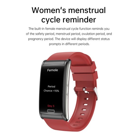 E600 Smart Watch Touch Screen Blood Sugar Ecg Blood Oxygen Monitoring Waterproof Sports Watch Blue Silicone - Image 3