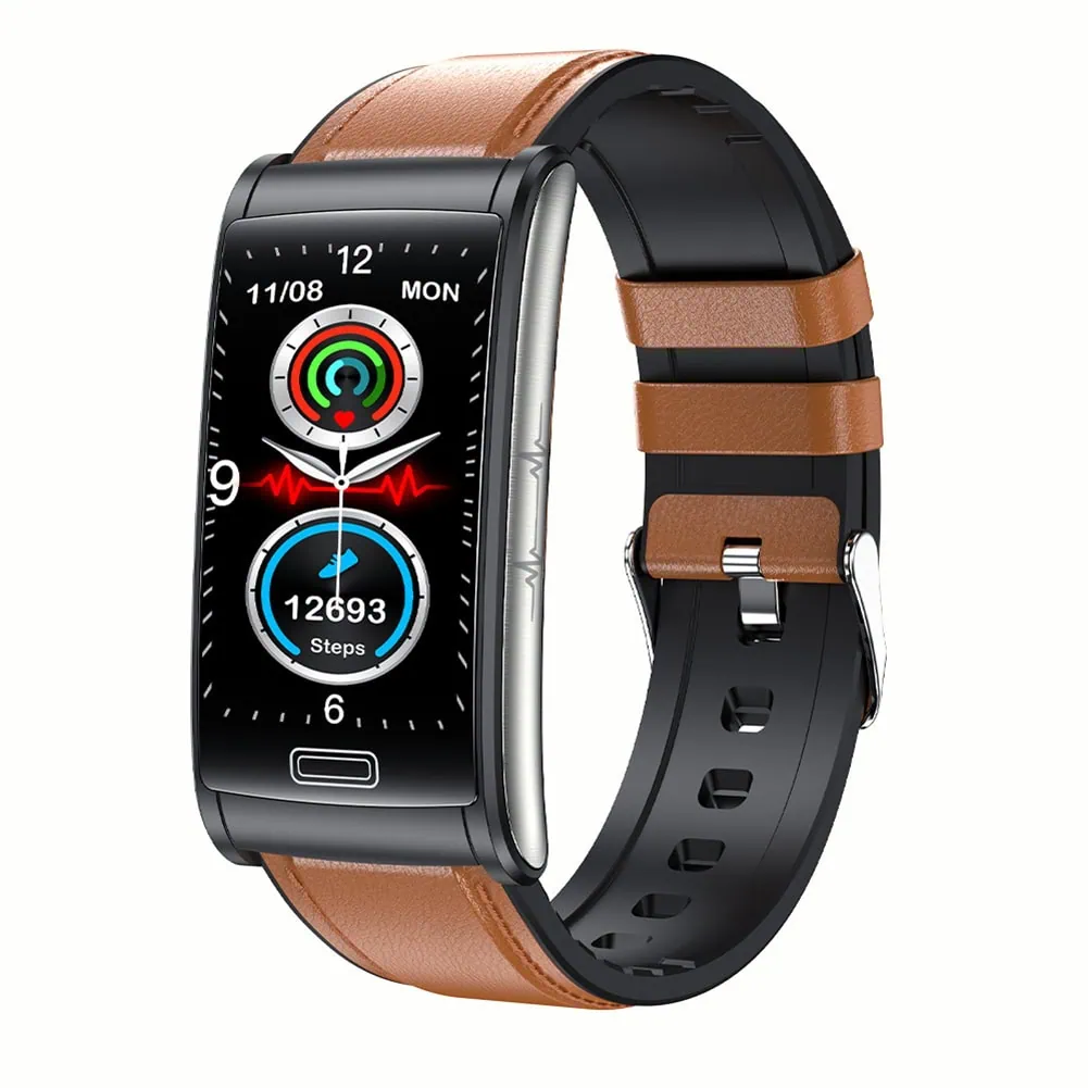 E600 Smart Watch Touch Screen Blood Sugar Ecg Blood Oxygen Monitoring Waterproof Sports Watch Blue Silicone - Image 6