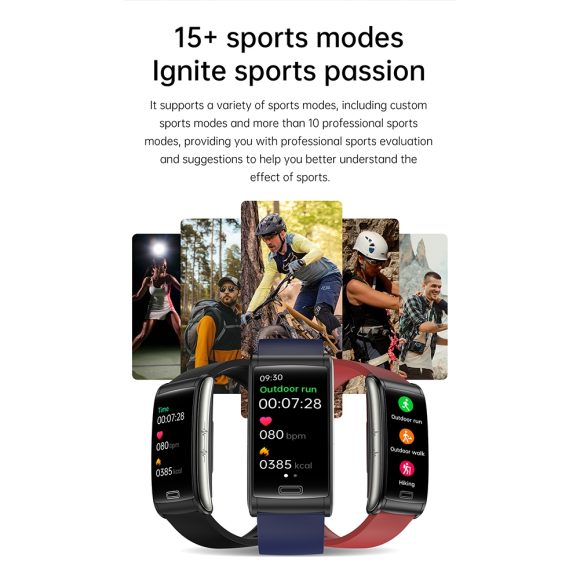 E600 Smart Watch Touch Screen Blood Sugar Ecg Blood Oxygen Monitoring Waterproof Sports Watch Blue Silicone - Image 7