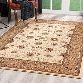 20' Runner Beige and Ivory Oriental Power Loom Runner Rug