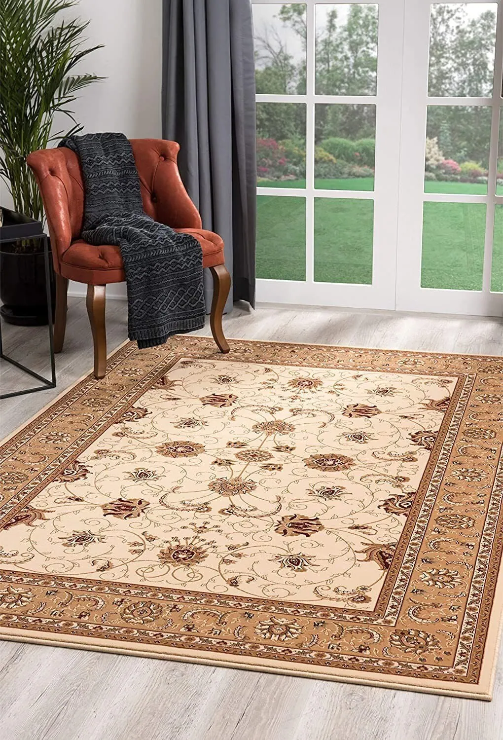 20' Runner Beige and Ivory Oriental Power Loom Runner Rug - Image 2
