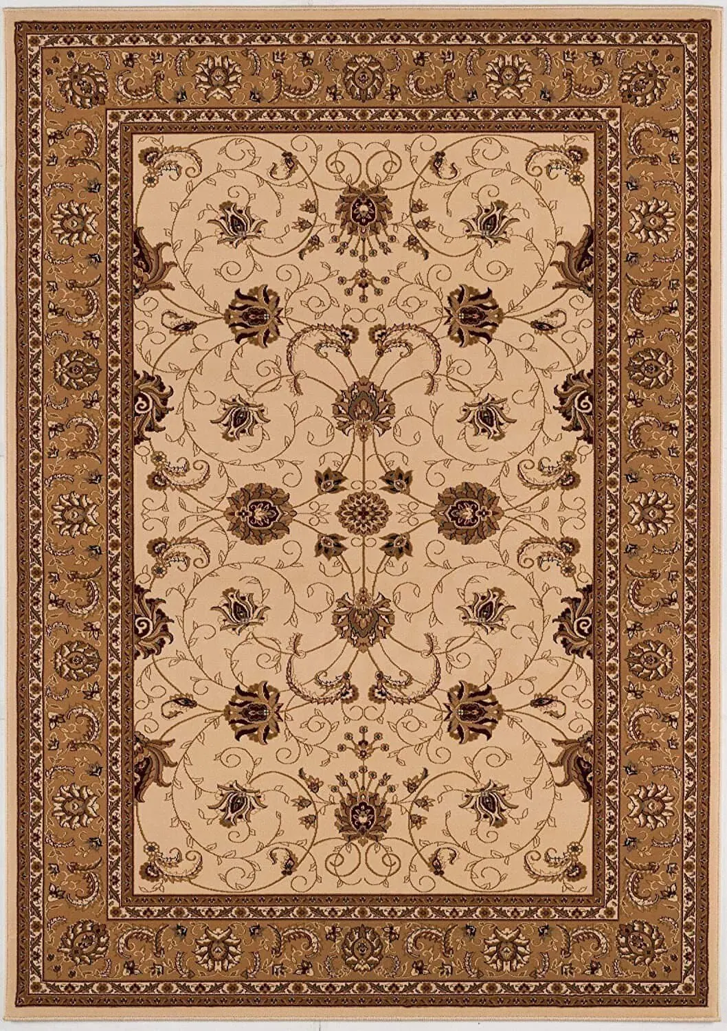 20' Runner Beige and Ivory Oriental Power Loom Runner Rug - Image 4