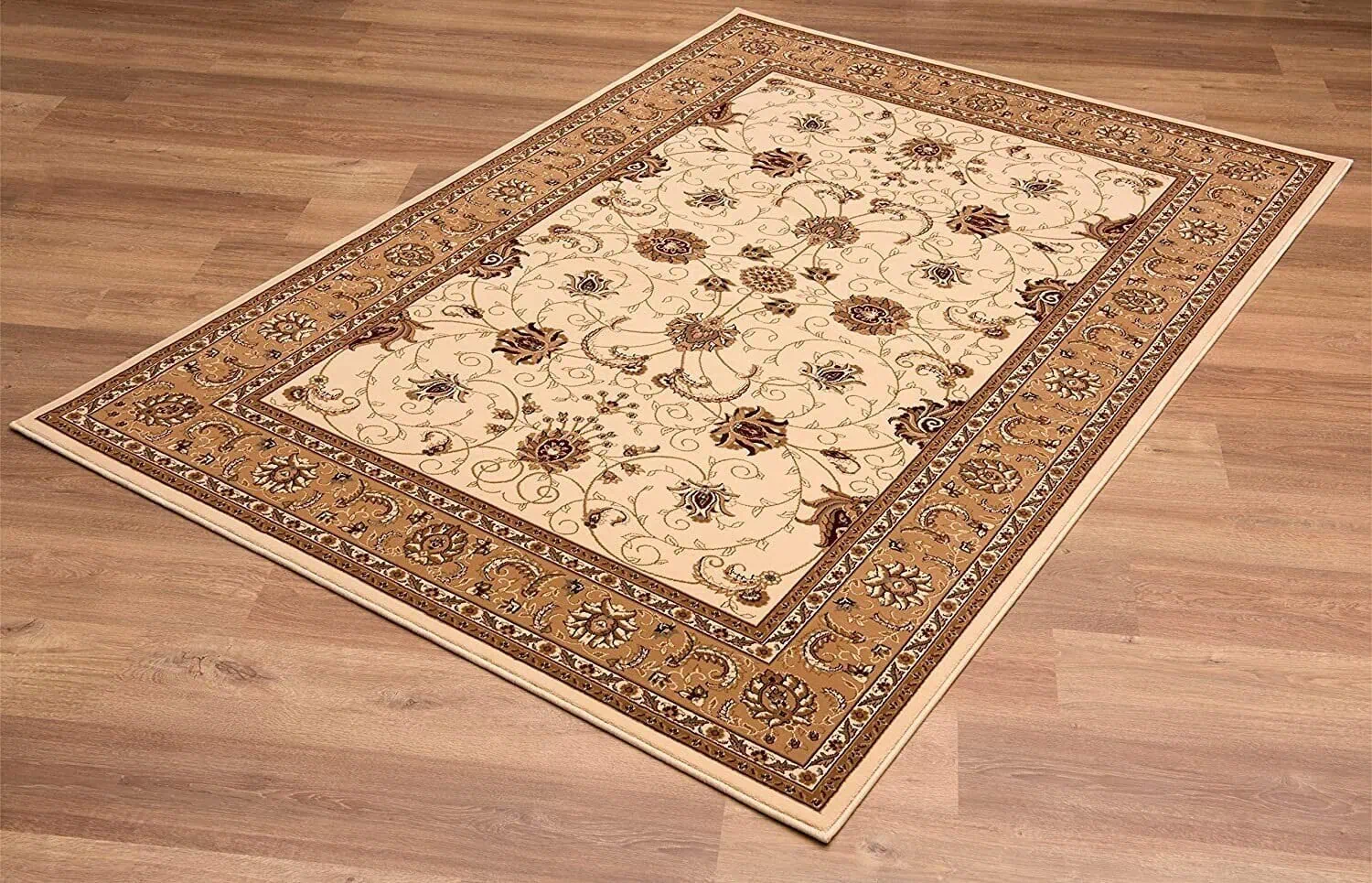20' Runner Beige and Ivory Oriental Power Loom Runner Rug - Image 5