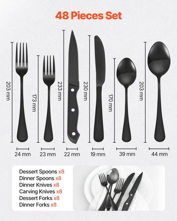 48-Piece Silverware Set Stainless Steel Cutlery Flatware Utensil Kitchen for 8 - Image 2