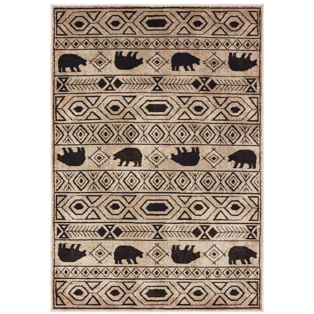 8' X 10' Ivory And Black Southwestern Power Loom Stain Resistant Area Rug - Image 2