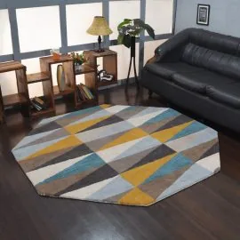 Rugsotic Carpets Hand Tufted Wool Octagon Area Rug Geometric