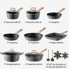 19 Piece Pots and Pans Set Granite Nonstick Kitchen Cookware Induction Black - Image 2