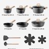 17 Piece Pots and Pans Set Granite Nonstick Kitchen Cookware Induction Black - Image 2