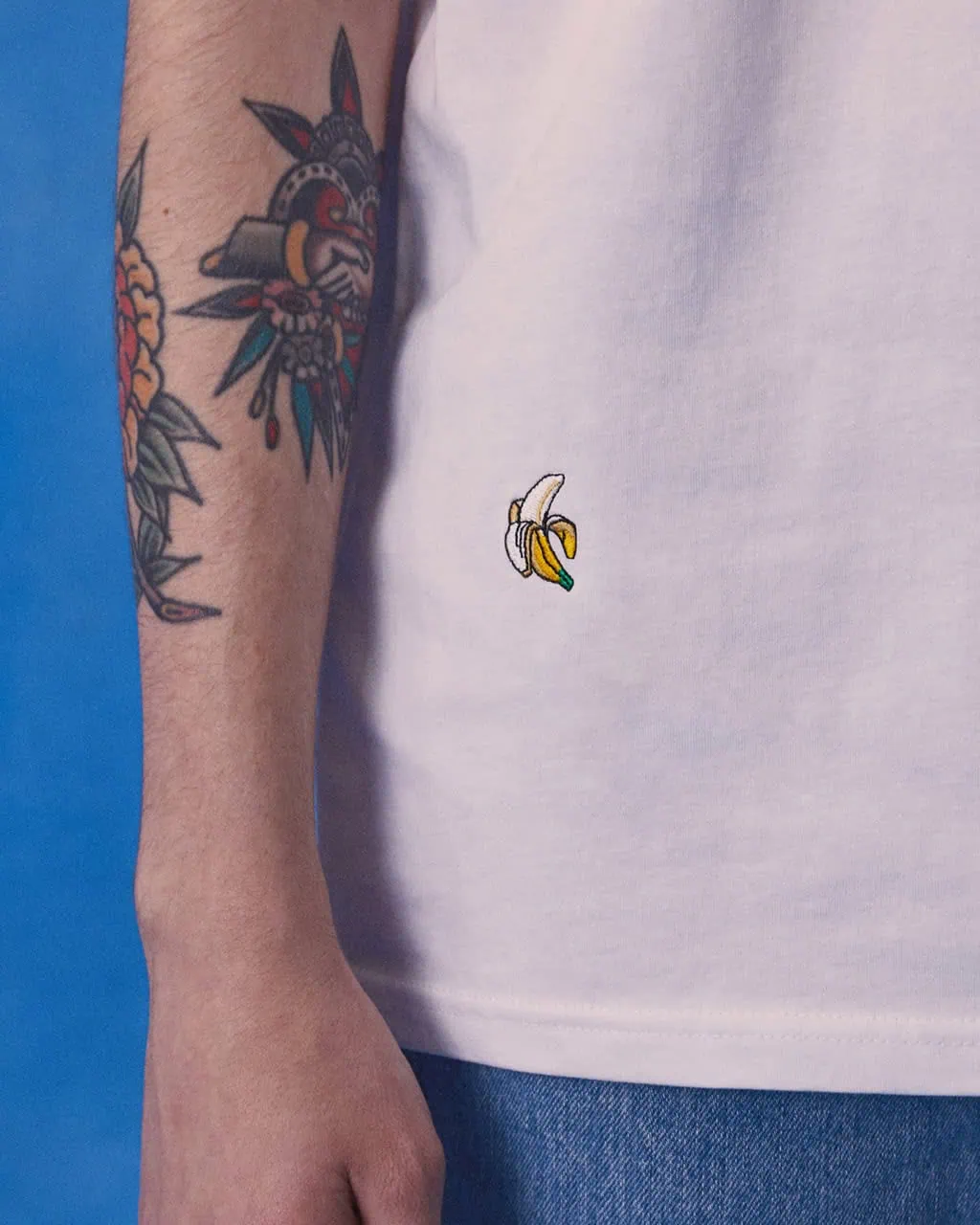 Bananas Embroidered T-Shirt White Men - Image 3