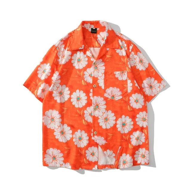 Daisy Flower Print Hip Hop Shirts Short Sleeve Summer Beach Streetwear Hawaiian Shirts Men Casual Harajuku Aloha Shirt - Image 15