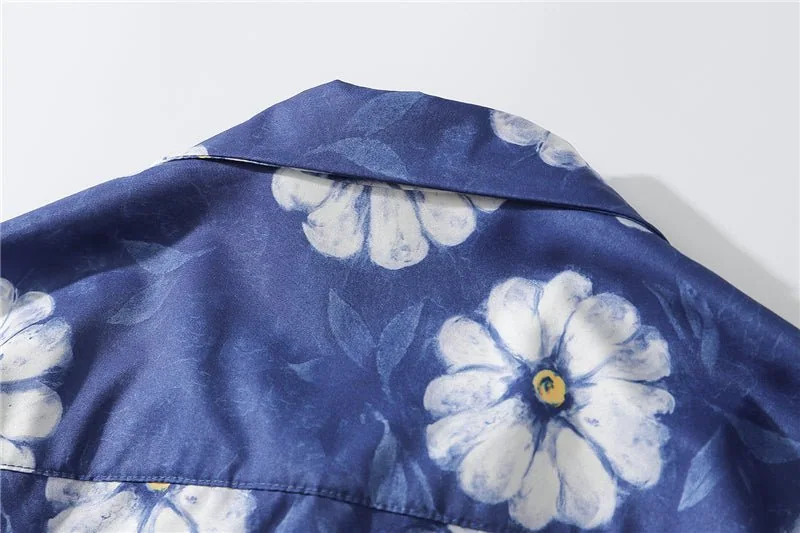 Daisy Flower Print Hip Hop Shirts Short Sleeve Summer Beach Streetwear Hawaiian Shirts Men Casual Harajuku Aloha Shirt - Image 4