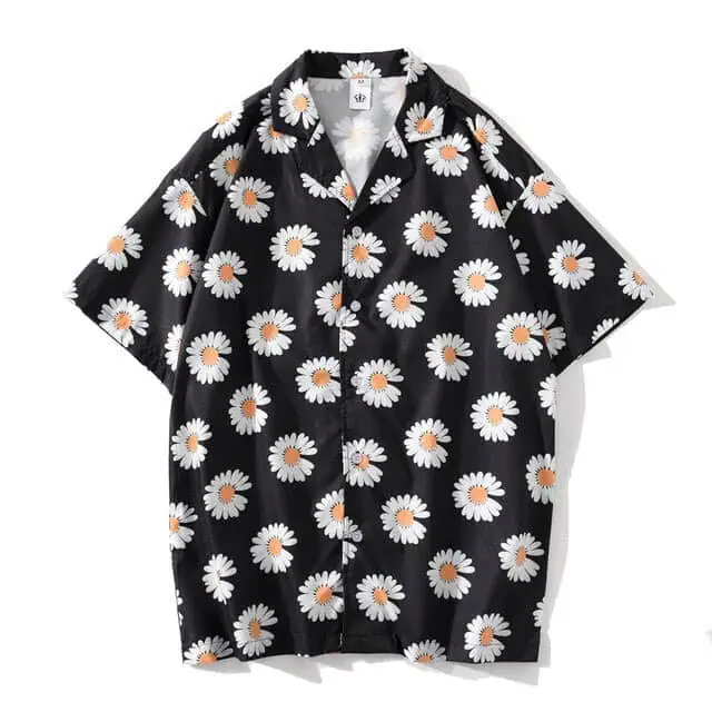 Daisy Print Aloha Shirts Hip Hop Harajuku Men Short Sleeve Beach Hawaiian Flower Shirts Casual Camisa Masculina Shirt - Image 10