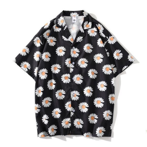 Daisy Print Aloha Shirts Hip Hop Harajuku Men Short Sleeve Beach Hawaiian Flower Shirts Casual Camisa Masculina Shirt - Image 8