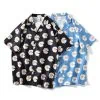Daisy Print Aloha Shirts Hip Hop Harajuku Men Short Sleeve Beach Hawaiian Flower Shirts Casual Camisa Masculina Shirt