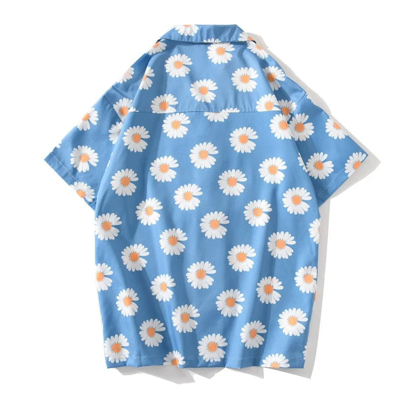 Daisy Print Aloha Shirts Hip Hop Harajuku Men Short Sleeve Beach Hawaiian Flower Shirts Casual Camisa Masculina Shirt - Image 5