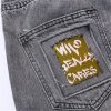 Hip Hop Men Jogger Denim Pants Skinny Washed Distressed Jeans Graffiti Print Streetwear Destroyed Ripped Jeans - Image 4