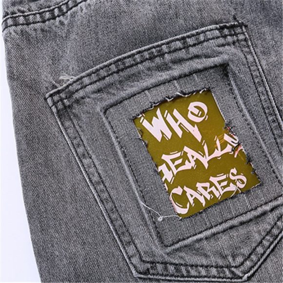 Hip Hop Men Jogger Denim Pants Skinny Washed Distressed Jeans Graffiti Print Streetwear Destroyed Ripped Jeans - Image 4