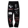 Men Jeans Hip Hop Graffiti Skull Letter Print Denim Pants Skinny Hole High Street - Image 7