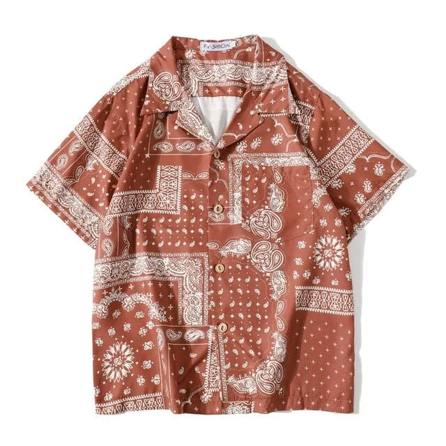 Fashion Korean Shirts Men Women Vintage Hawaiian Trend Casual Streetwear Hip Hop Shirt Orange Short Sleeve Tops Clothes - Image 18