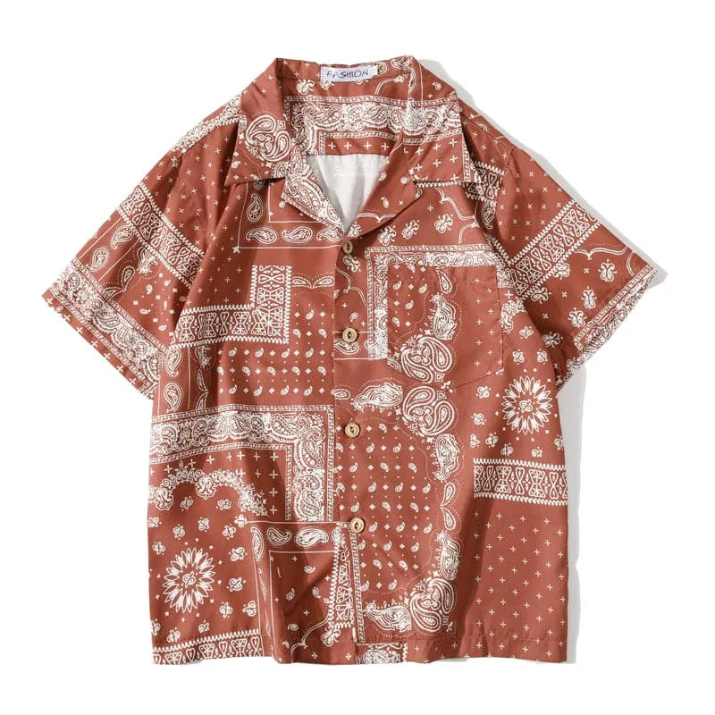 Fashion Korean Shirts Men Women Vintage Hawaiian Trend Casual Streetwear Hip Hop Shirt Orange Short Sleeve Tops Clothes - Image 4