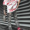Hip Hop Men Jogger Denim Pants Skinny Washed Distressed Jeans Graffiti Print Streetwear Destroyed Ripped Jeans - Image 3