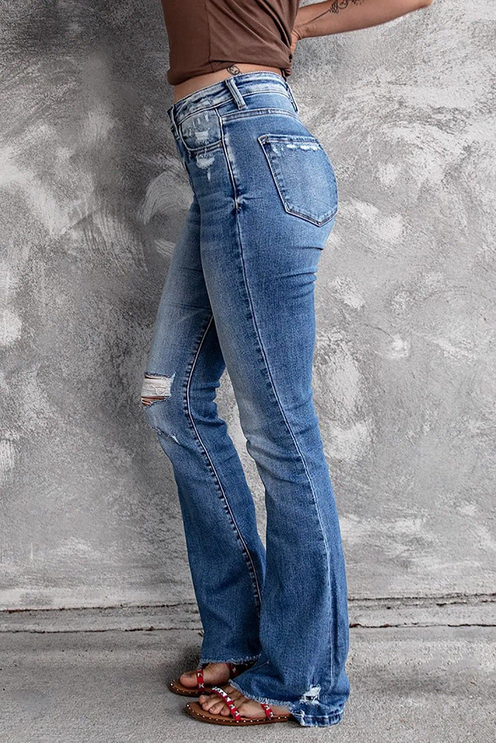 Angelina Distressed Flare Jeans - Image 2