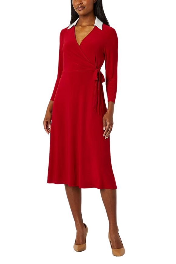 Evan Picone Women 3/4 Sleeve Midi Wrap Dress - Image 27