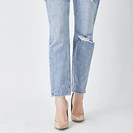 RISEN Distressed Slim Cropped Jeans