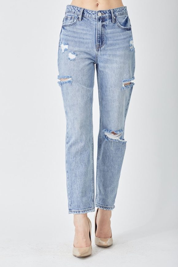 RISEN Distressed Slim Cropped Jeans - Image 9