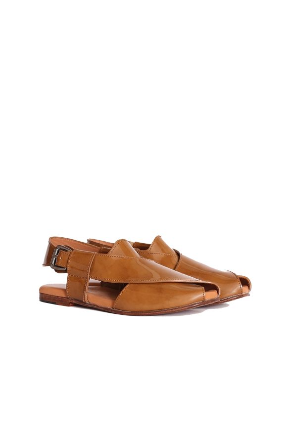 Lane Flat Leather Peshawari Sandals For Women - Image 3