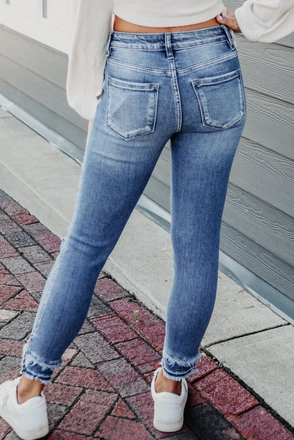 Macie Distressed Frayed Ankle Skinny Jeans - Image 2