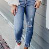 Macie Distressed Frayed Ankle Skinny Jeans