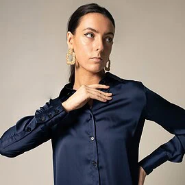 Classy Women Silk Blouse in Royal Blue