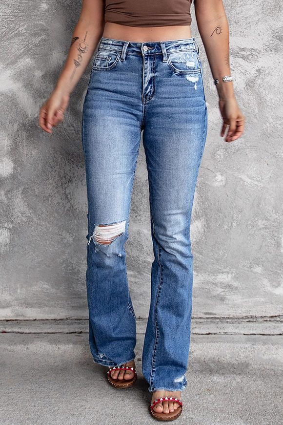 Angelina Distressed Flare Jeans - Image 8