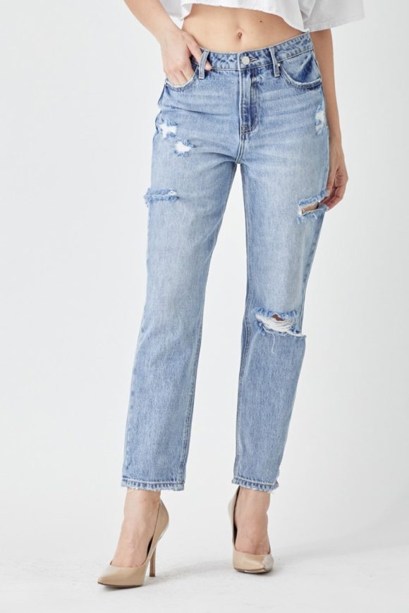 RISEN Distressed Slim Cropped Jeans - Image 4