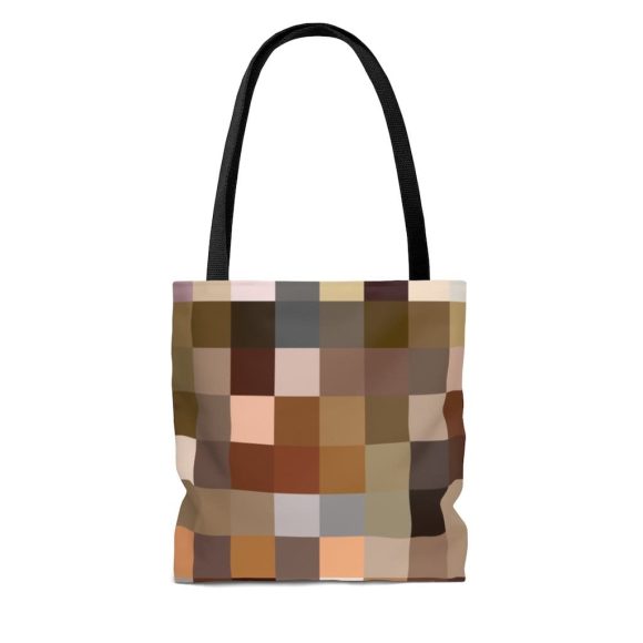 Large Tote Bags - Natural Brown Colorblock Print - Image 2