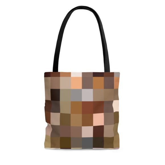 Large Tote Bags - Natural Brown Colorblock Print - Image 6