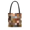 Large Tote Bags - Natural Brown Colorblock Print