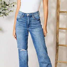 High Waist Distressed Jeans