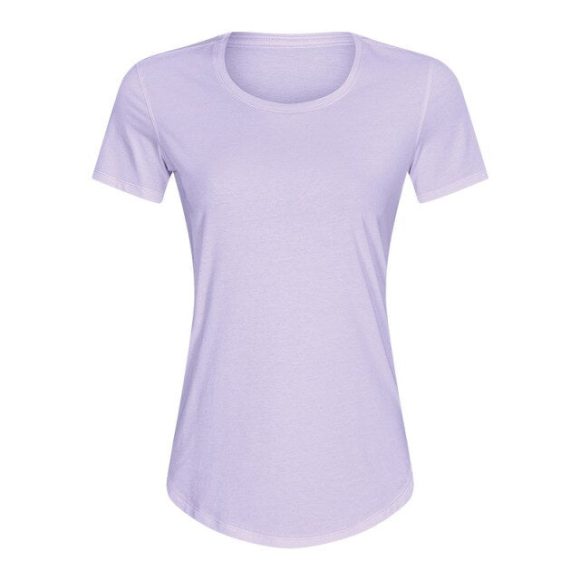 Cotton Yoga Exercise Workout T-shirt Women Anti-sweat Hip-length Running Fitness Gym Short Sleeve Shirts Tee - Image 45