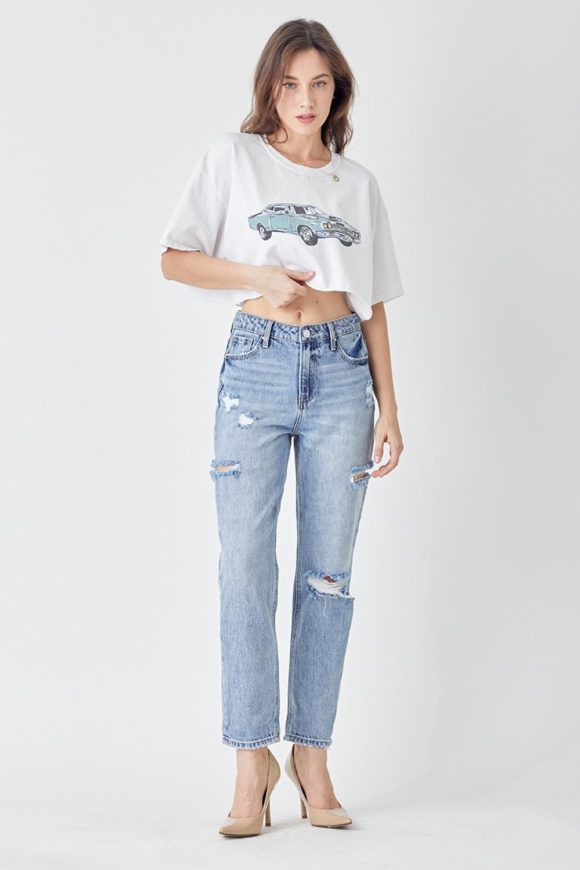RISEN Distressed Slim Cropped Jeans - Image 5
